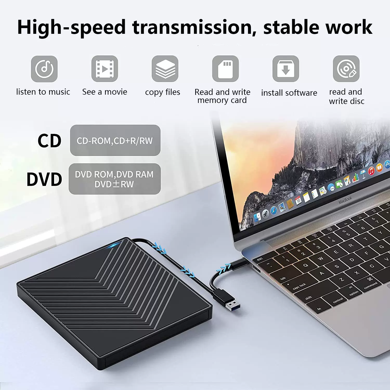 多功能dvd刻录机usb移动外置光驱笔记本电脑外接光盘刻录机type-c