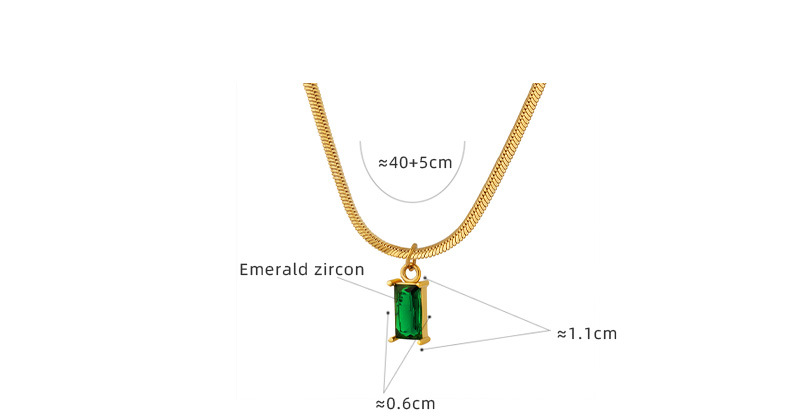 Retro Rectangle Titanium Steel Necklace Plating Zircon Stainless Steel Necklaces display picture 1