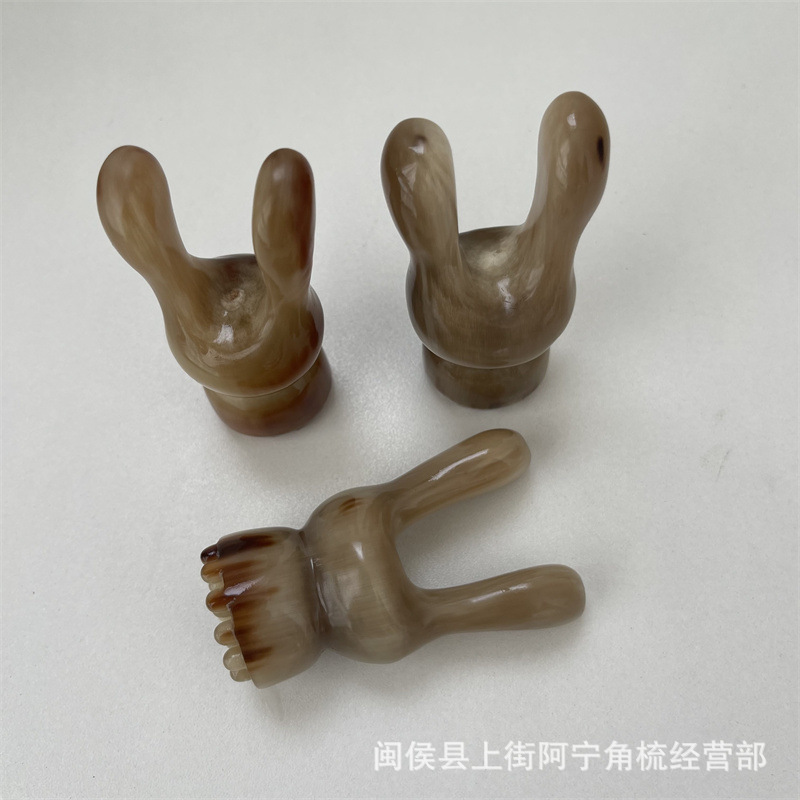Horn Facial Massage Tool Rabbit Ear Shape Guasha Scraper Portable Buffalo Horn Beauty Roller key features