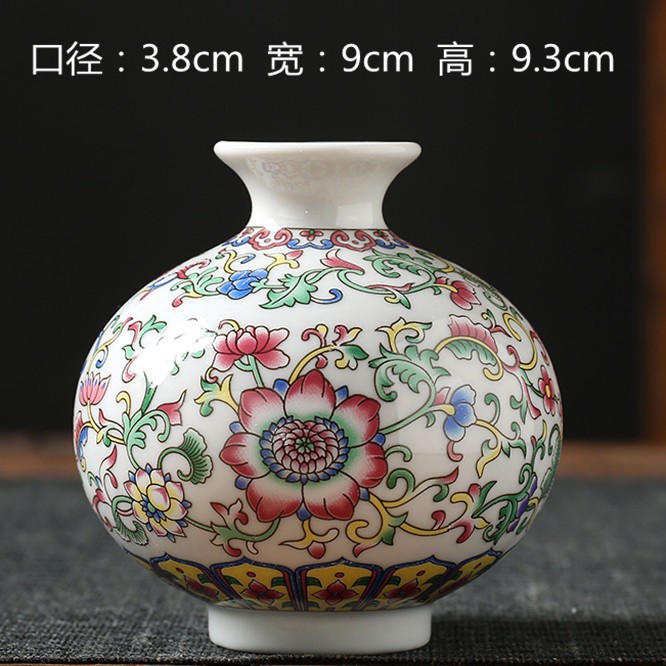 Vaso de escritorio de cerámica de porcelana pequeña boca mini hidroponía de flores retrógradas botellas de flores de porcelana