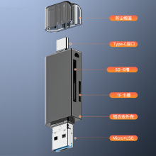 type-c三合一USB OTG读卡器type-c转码器micro SD TF二合一转接头