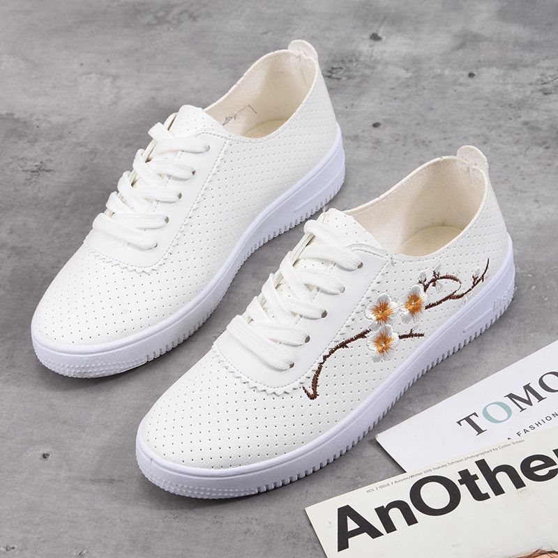 Primavera y verano nuevos zapatos blancos de cuero de mujer huecos zapatos de malla transpirables zapatos de estudiantes con suela suave antideslizante zapatos de mujer coreanos image 3