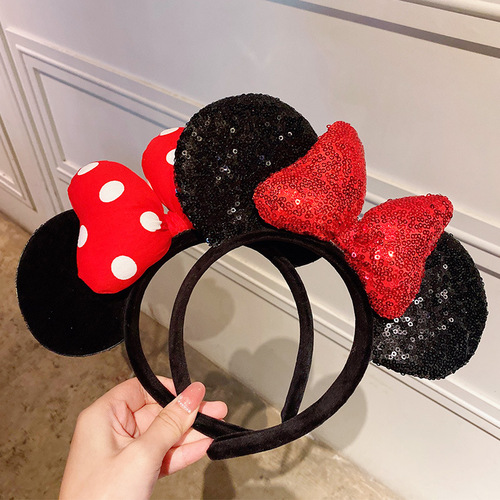 Adorable Mickey and Minnie Headband with Sparkling Butterfly Bow Hair Accessory for Adults and Children