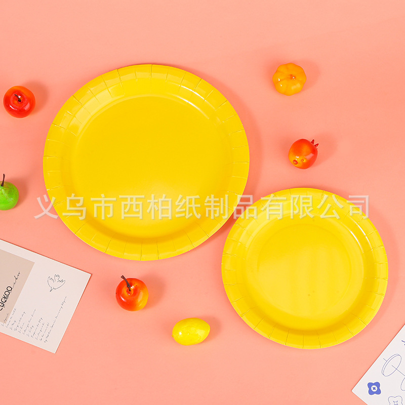 Cross-border Disposable Plate Picnic Plate Paper Plate Cake Plate Pure Color Party Large Paper Plate Dessert Table Decoration Arrangement Cross-border Disposable Plate Picnic Plate Paper Plate Cake Plate Pure Color Party Large Paper Plate Dessert Table Decoration Arrangement