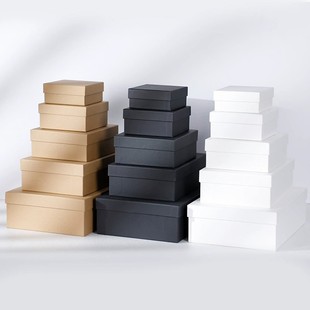 Factory in stock kraft paper square packing box black white square rectangle heaven and earth cover gift box