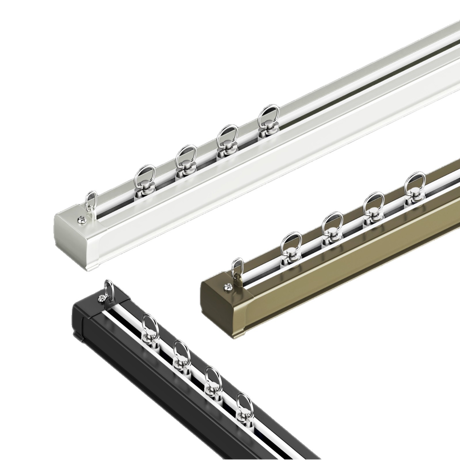 Riel deslizante silencioso para cortinas con ruedas de rodamiento extra gruesas de 2.8 mm, el más vendido de Amazon, riel deslizante tipo gancho. image 6