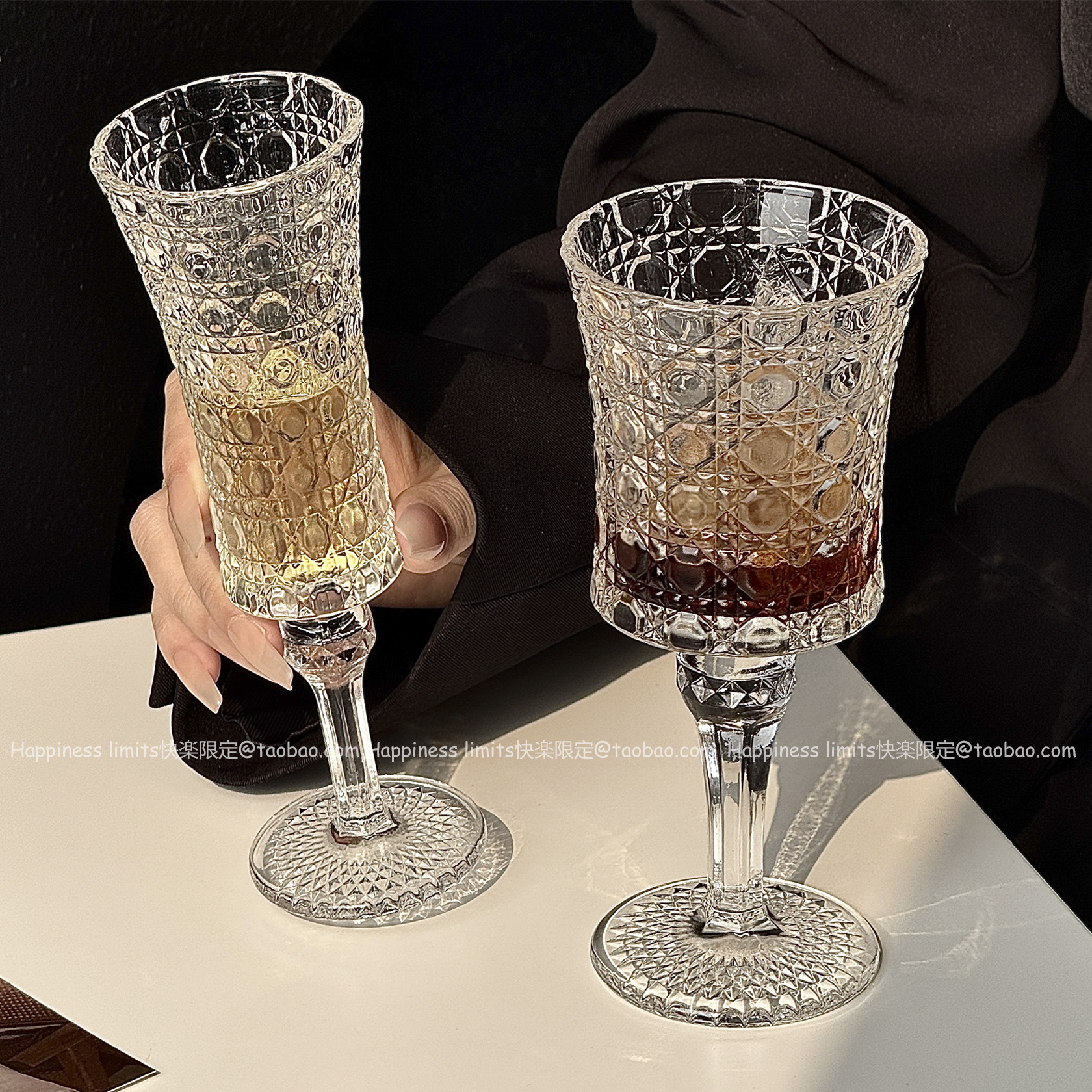 유리 양각 잔, 인 스타일 고급 샴페인 잔, 복고풍 레드 와인 잔, 틈새 외국 와인 잔