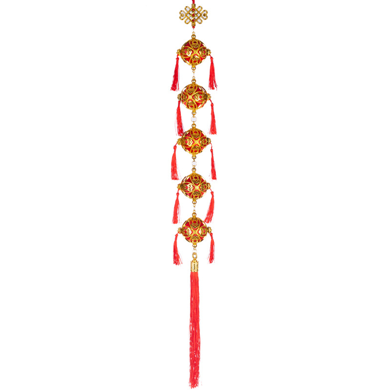 2025 Año Nuevo pequeña linterna colgante colgante en el árbol decoración linterna redonda linterna Navidad de bendición colgante linterna fresa