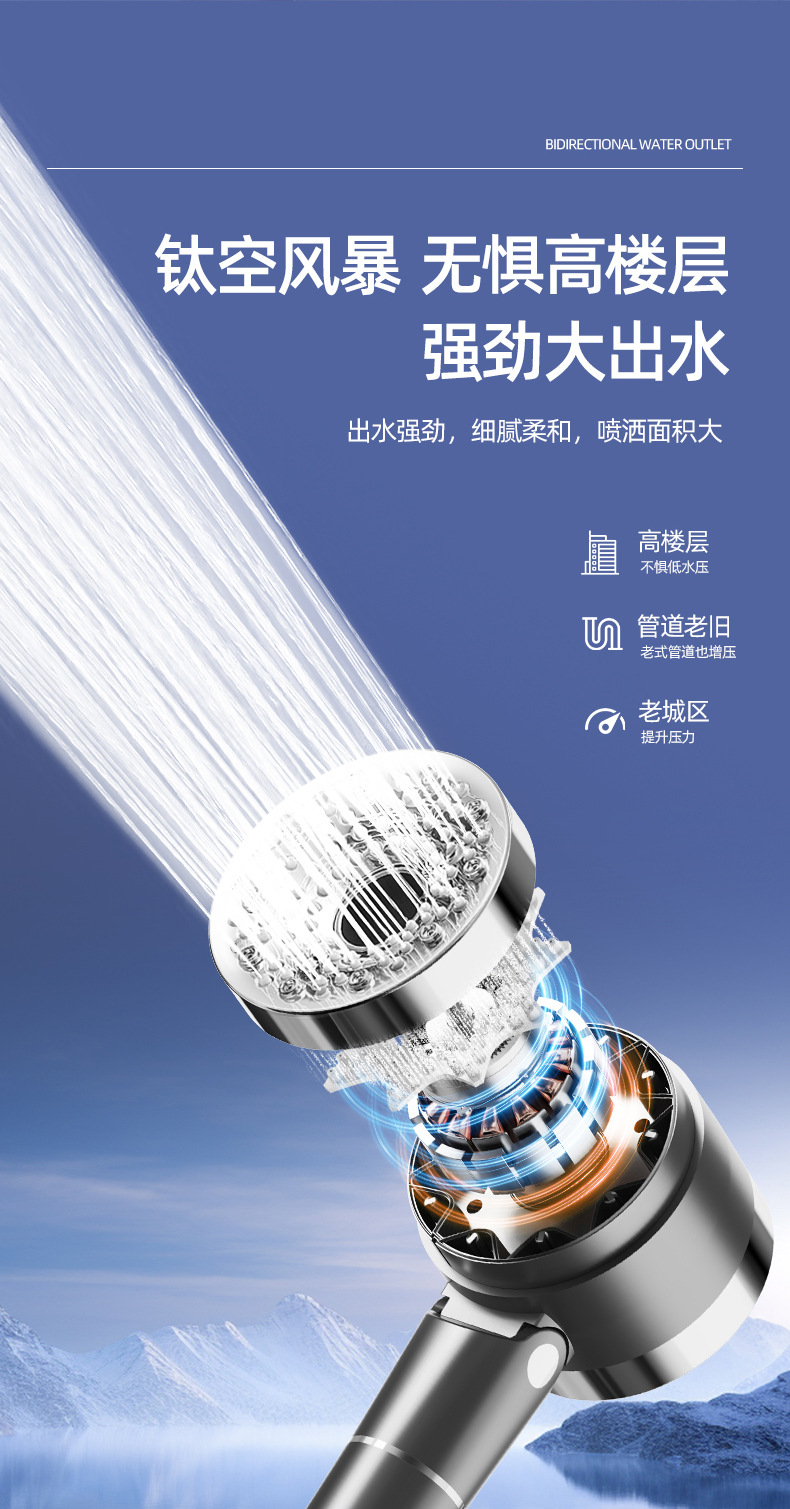 Shower head, double-sided pressurized shower head, water heater, bathroom, hand-held shower head, single head undefined