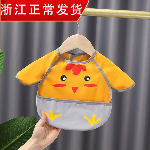 Children's smock waterproof baby eating bib baby reverse wear protective clothing anti-dirty kindergarten painting autumn and winter thin style