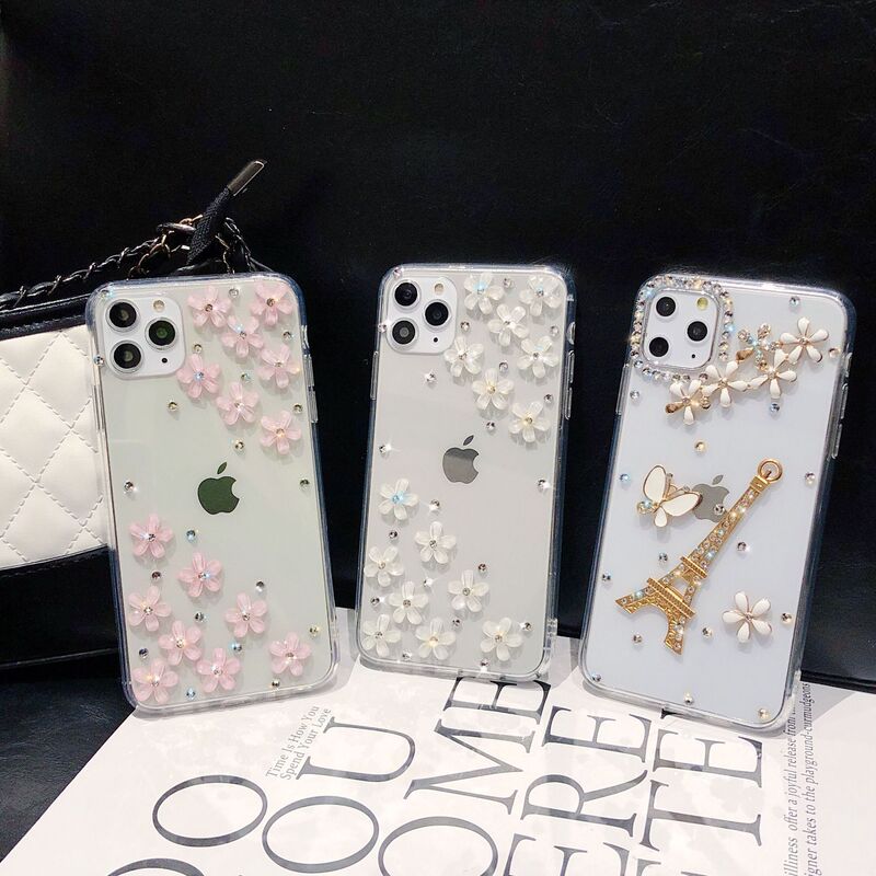 Sakura Tower Iphone15/14Pro Max Mobile Phone Case Rhinestone Apple 17 Flowers 16 Flowers 13 Protective Cover