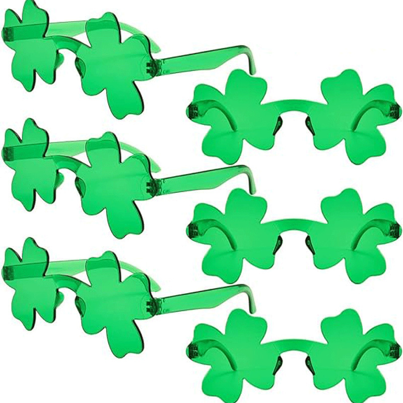 Nuevos gafas de sol de cuatro hojas sin marco transfronterizas europeas y americanas gafas de fiesta de baile de San Patricio irlandeses