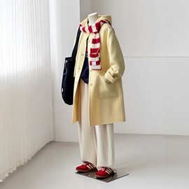 【锡兰霜森】秋冬新款百搭学院减龄清新连帽韩系羊毛大衣HL111