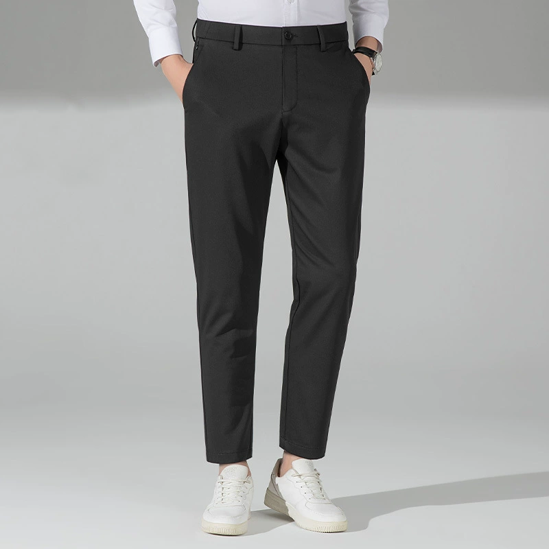 Летние Молодежные мужские повседневные брюки Tencel, тонкие брюки до щиколотки, влагоотводящие свободные брюки, мужские брюки в Корейском стиле