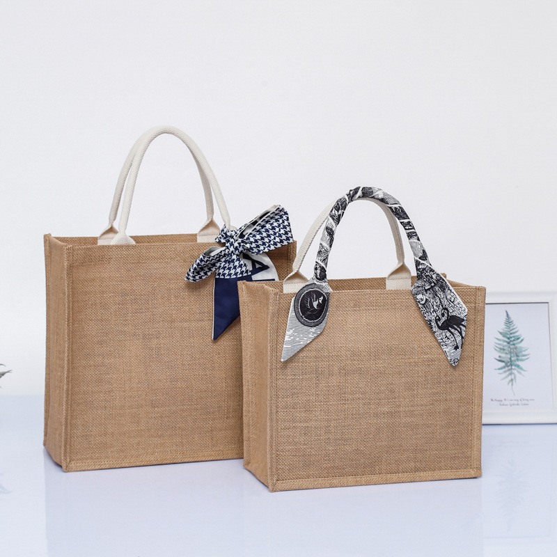 En stock yute bolso empresa regalo publicidad bolsa de lino en blanco DIY algodón y lino bolsa de compras de impresión al por mayor