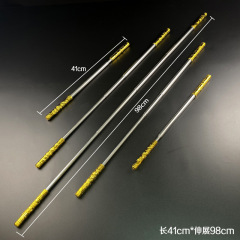新型ミニ金フープ二節四節伸縮合金プラスチックヘッド西遊兵器子供インタラクティブ玩具