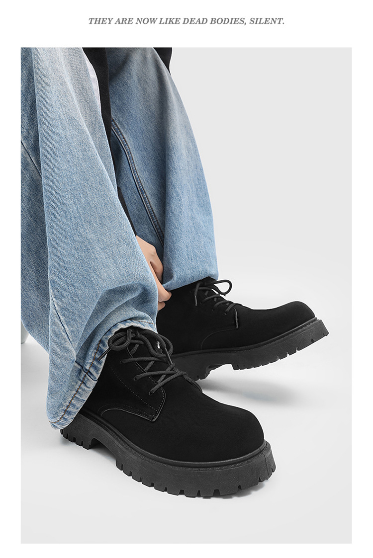 ShoeVault Men's Martin Autumn New High-top Thick-soled Derby Retro Suede Workwear Fashion Trend Yellow Boots_voghion.com