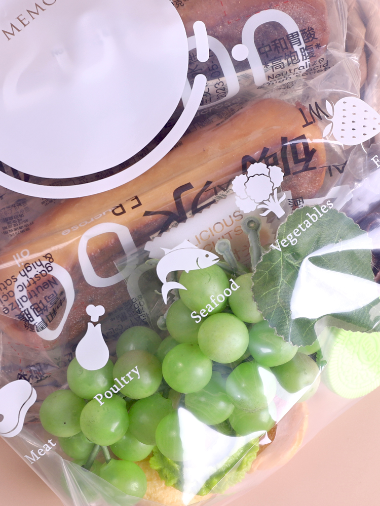 Bolsa de almacenamiento de alimentos domésticos de doble tendón empaquetada por refrigerador de carne congelada sellado de alimentos clasificado almacenar bolsas de embalaje de bocadillos