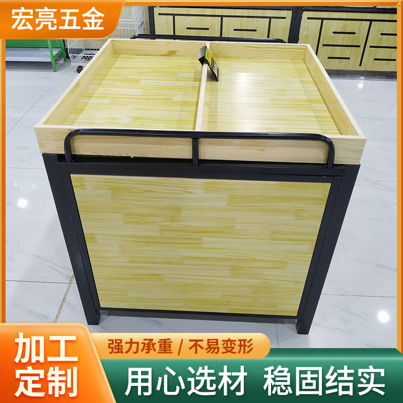 钢木散装食品货架干果蔬菜两格方形展示柜柜门储物柜干果专用