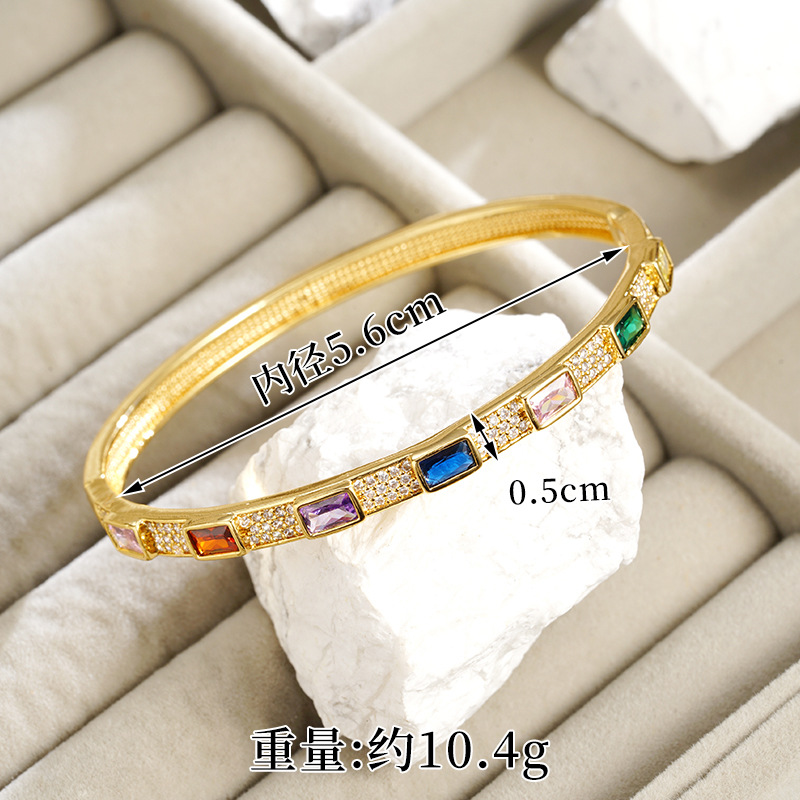 Brazalete transfronterizo de 18 quilates chapado en oro de arena antigua, anillo de circonio cuadrado con microincrustaciones de estilo europeo y americano