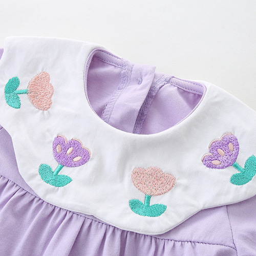 Baby summer new onesie girl baby sweet romper pure cotton triangle bag fart suit with hood 2751