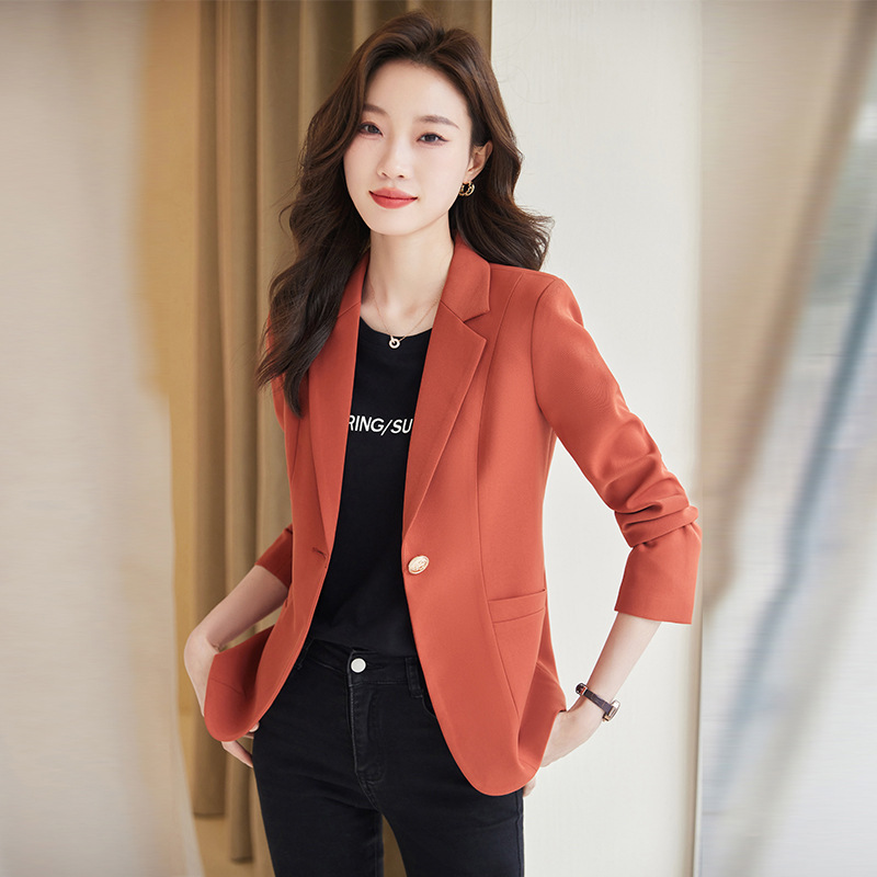 高档品牌橙色短款小西装外套女春夏高级感职业装正装小个子休闲西