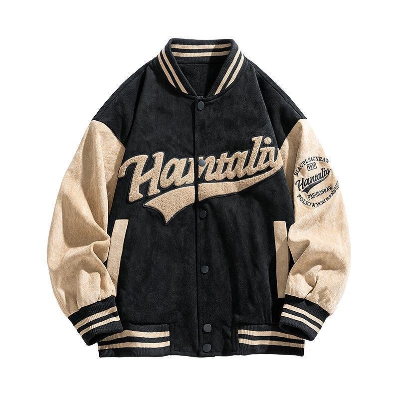 Chaqueta de moda retro de los hombres duro estilo de han ropa superior de los hombres cuello de béisbol de los hombres chaqueta americana suelta