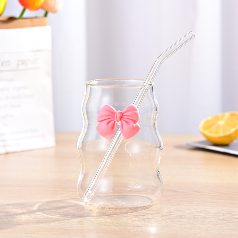 Taza en espiral Taza de bebida fría regordeta Taza de té con leche Taza de nube Taza de vidrio de café con pajita Taza de jugo de borosilicato alto