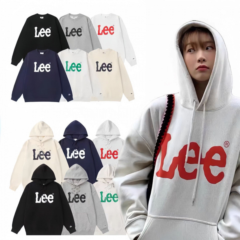 Korean Trendy Brand Lee Sweatshirt Classic Letter Print Hooded Sweatshirt Jacket Casual Loose Fit Unisex Korean Trendy Brand Lee Sweatshirt Classic Letter Print Hooded Sweatshirt Jacket Casual Loose Fit Unisex
