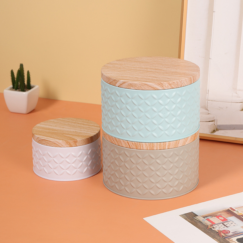 Nuevo recipiente de sellado de hierro forjado para galletas contenida en latas de almacenamiento de bocadillos lata de té portátil en polvo de café granos de café lata de almacenamiento