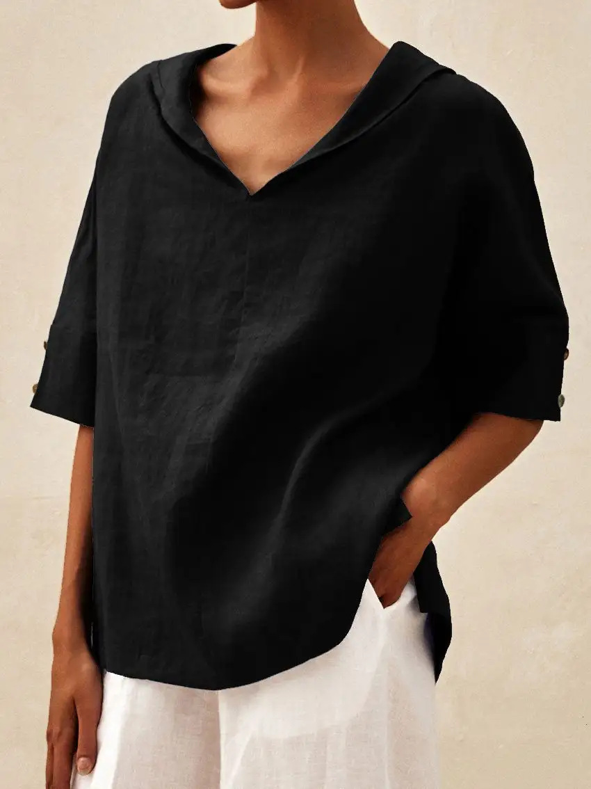Women's Solid Colour T-shirt Casual Elegant Summer Top_voghion.com