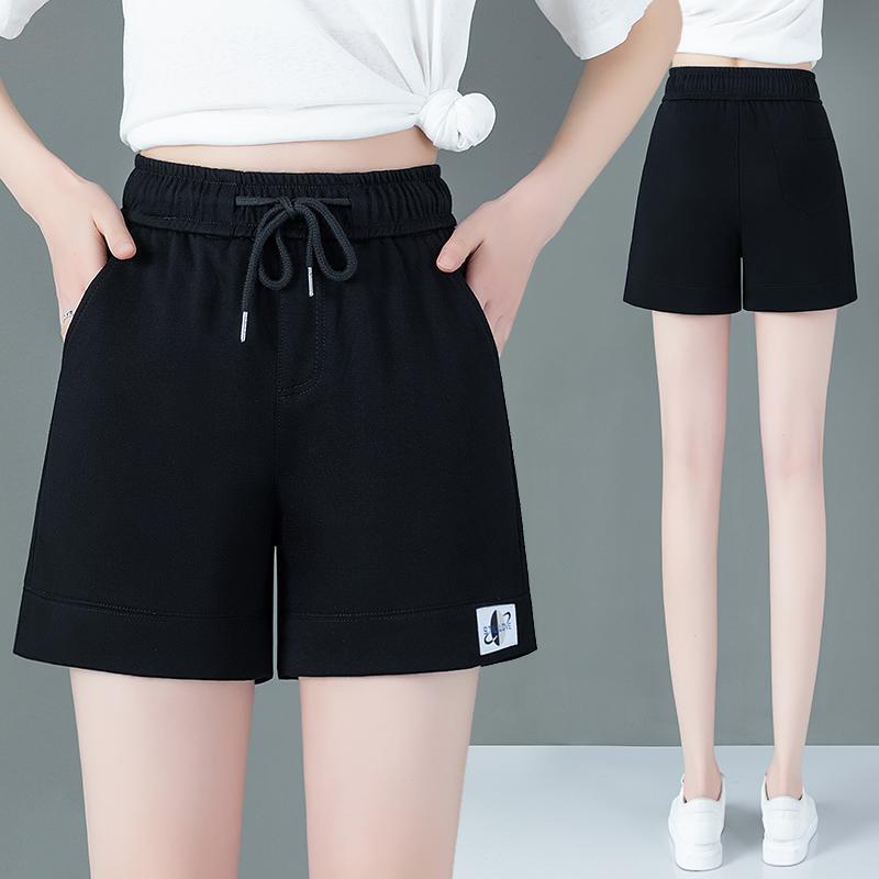Casual Sports Shorts for Women 2026 Summer Thin Elastic Waist Pure Cotton Soft A-Line Hot Pants Loose Straight Pants