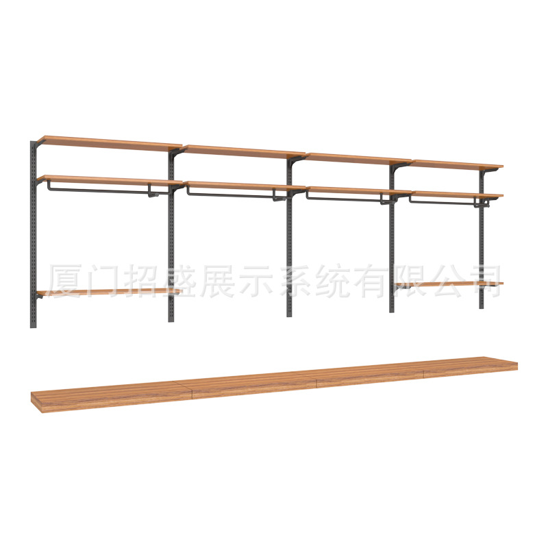 Tienda de ropa para hombres estante de exhibición percha pared montada en el piso Net tienda roja decoración colgante de pared estante para hombres