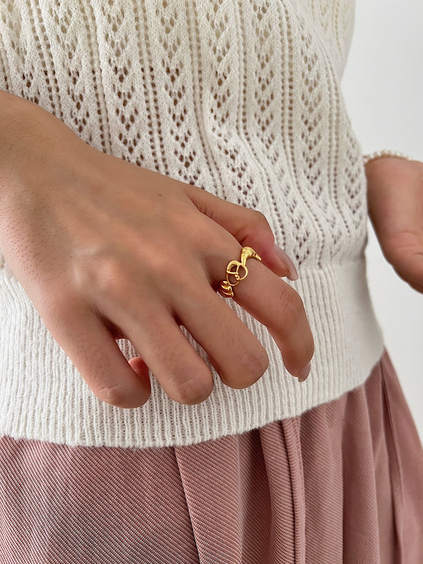 925 Sterling Silver Heart Shape Solid Color Open Rings display picture 2