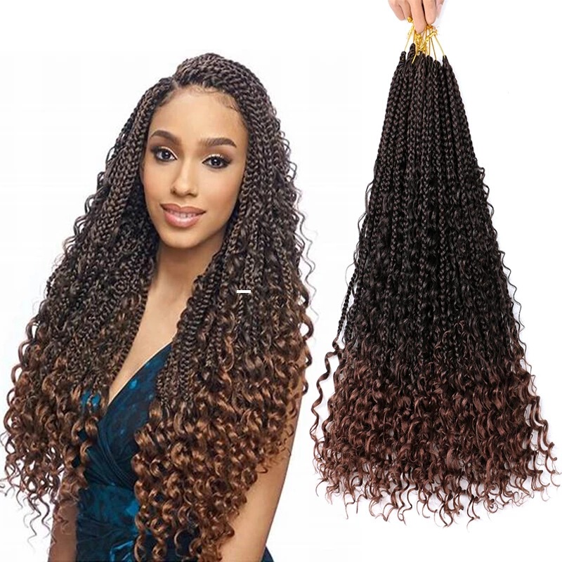 European and American chemical fiber wig Box Braids Bohemian Curly air three-strand braid flying crochet braid European and American chemical fiber wig Box Braids Bohemian Curly air three-strand braid flying crochet braid