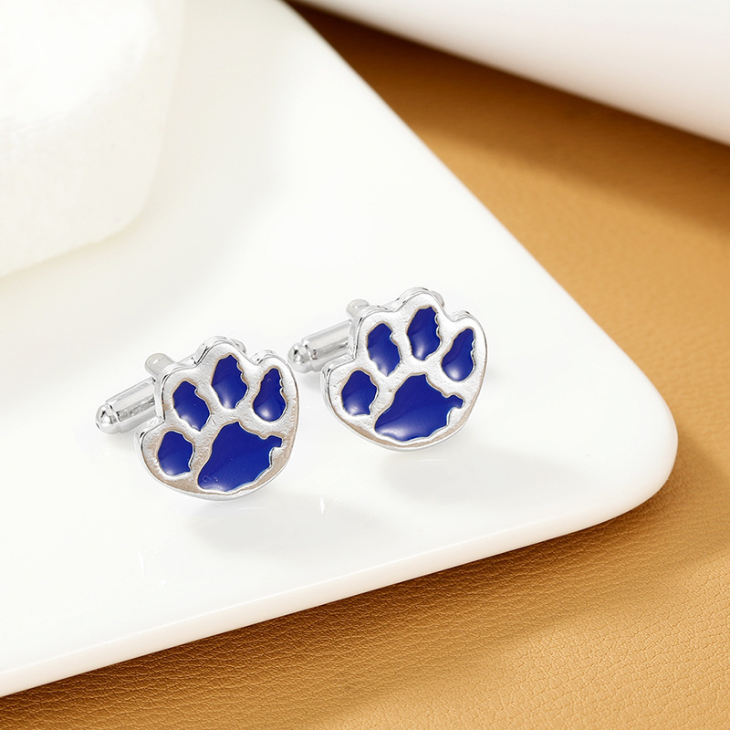 moda nuova lega metallo blu orso zampa gemelli personalità creativa goccia di olio camicia polsino unghie_voghion.com