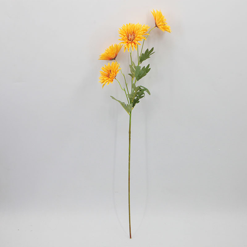 Flor de crisantemo artificial con 5 cabezas, tallo único, crisantemo tipo girasol, decoración para bodas, crisantemo artificial, accesorio para fotografía, venta al por mayor de flores artificiales.