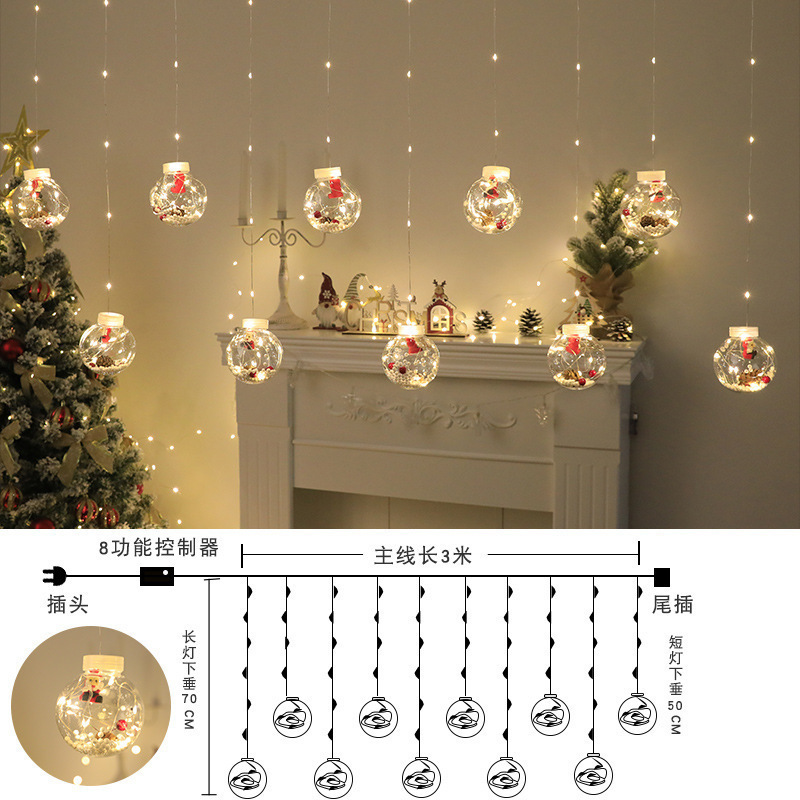 En stock suministro árbol de Navidad deseando Bola de alambre de cobre LED cortina de luz escena diseño vacaciones Navidad Cadena de luz que desea bola