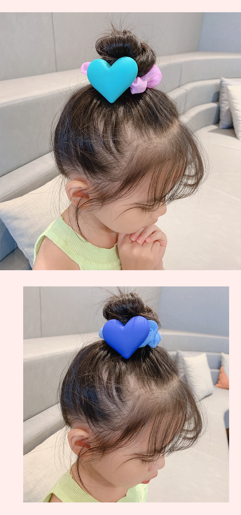 Daily Occasion Acrylic Material Heart Shape Pattern Cartoon Style Girl'S Heart Shape Arylic Hair Tie