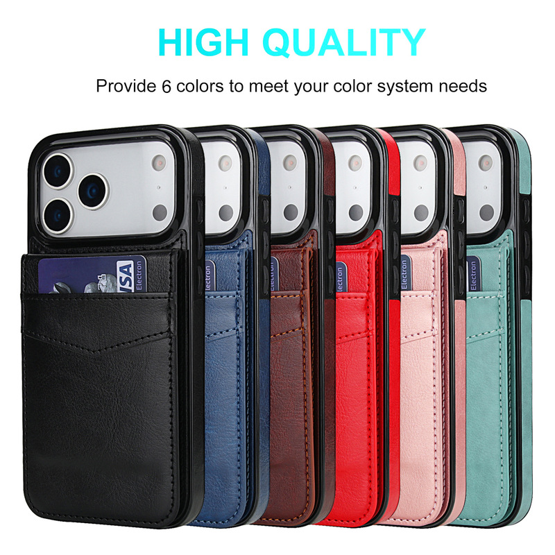 Cross-Border Applicable Iphone17 Skin-Feel Pure Color Card Holder Samsung S25U Apple 15/16 Card Holder Mobile Phone Case