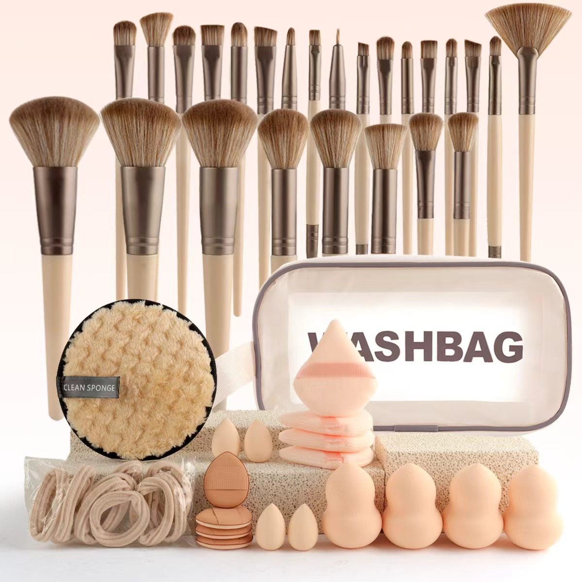 Beige 44 piezas pu bolsa beige