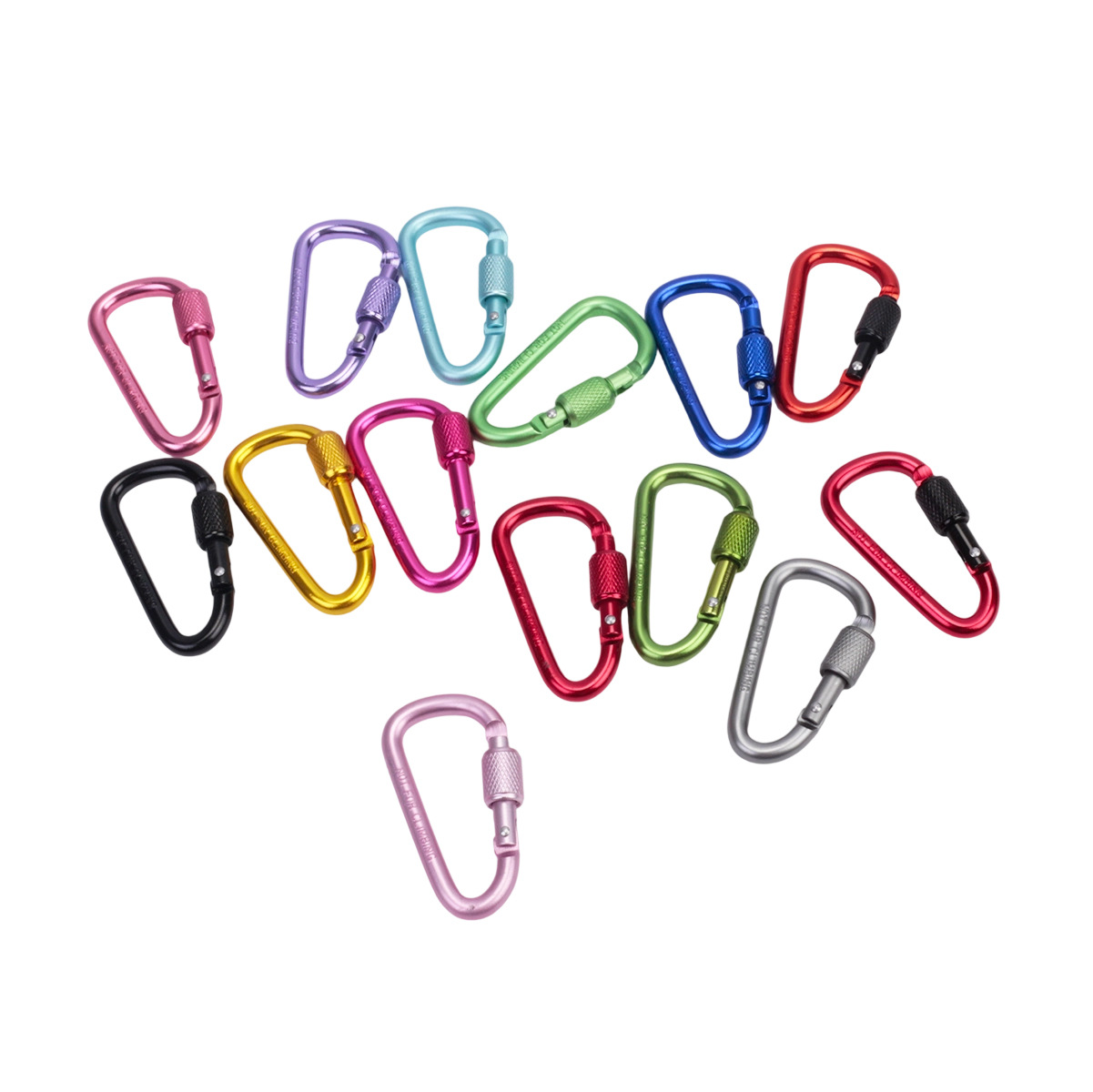 ♔ No. 6 D-Shaped Thickened Carabiner with Lock, Outdoor Backpack Water Bottle Quick-Release Hook, Aluminum Alloy Screw Cap Buckle for Climbing