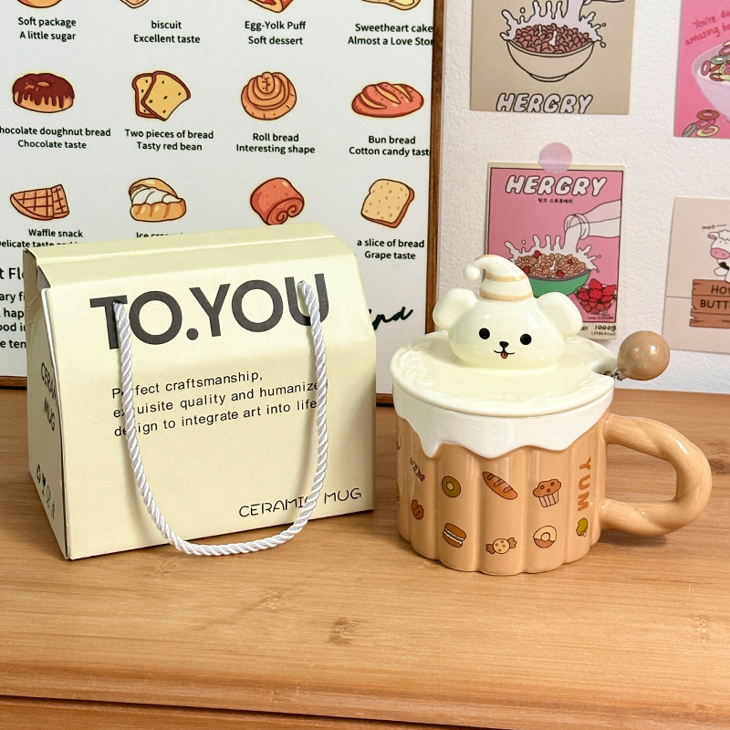 Tazas de cerámica extrañas regalo de mano creativo taza de regalo de cumpleaños taza de agua de niñas taza de pareja de alto valor facial