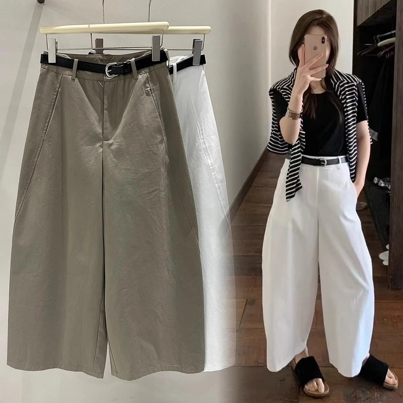 Aimeerosa/Ai Luosa Spring/Summer Nine-Point Cropped Wide-Leg High-Waisted Simple Balloon Pants Versatile Slimming Casual Pants Aimeerosa/Ai Luosa Spring/Summer Nine-Point Cropped Wide-Leg High-Waisted Simple Balloon Pants Versatile Slimming Casual Pants