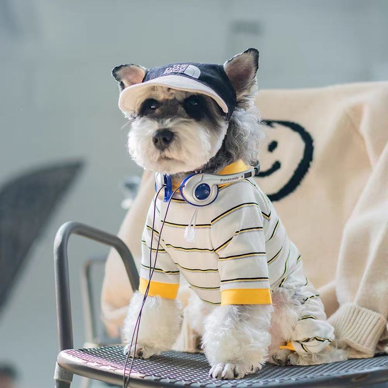 夏犬ストライプ四本足服通気性薄いシュナウザービション中小型犬クールストライプ犬服|undefined