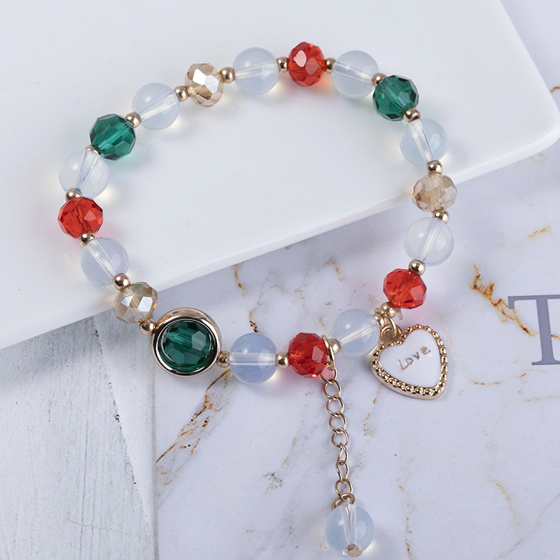 1 Piece Fashion Colorful Heart Shape Alloy Glass glass Inlay Artificial Gemstones Womenu0027S Bracel