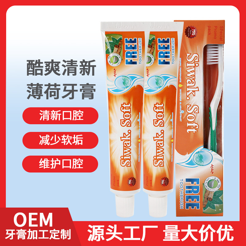 Foreign Trade New Toothpaste Oem Customized Fresh Oral Cleaning Teeth Free Toothbrush Mint Flavor Toothpaste Manufacturer Wholesale