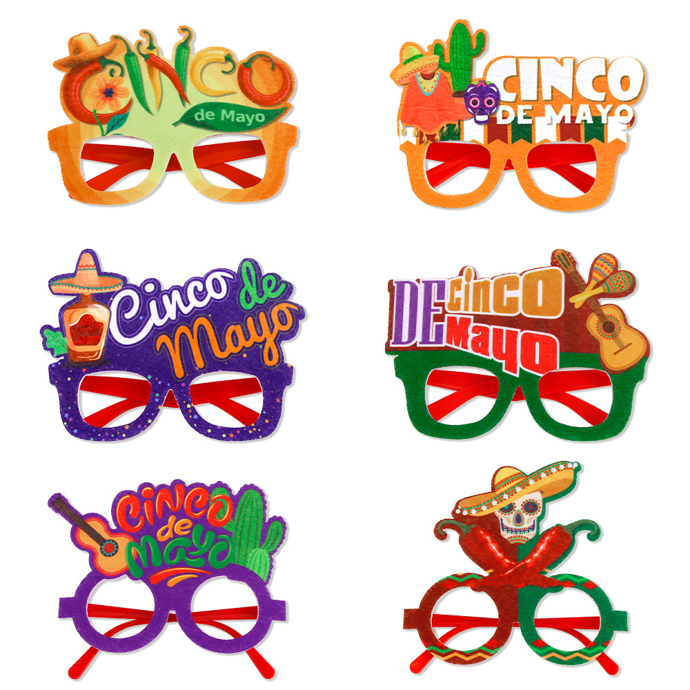 Amazon Nuevo México mayo 5 gafas fiesta decoración suministros carnaval fieltro gafas marco vestido