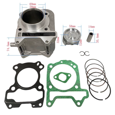Motorcycle parts cylinder Piston, piston ring, piston pin - 58mm