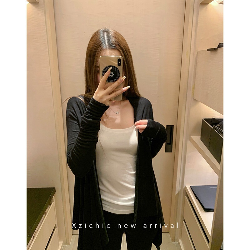 Xzichic RO风开衫2.0天丝羊毛下摆不规则披肩领针织衫女春夏防晒|undefined